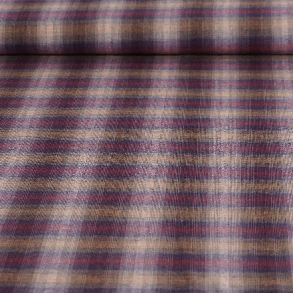 Flanell Baumwolle Karo bunt melange lila ocker blau rot